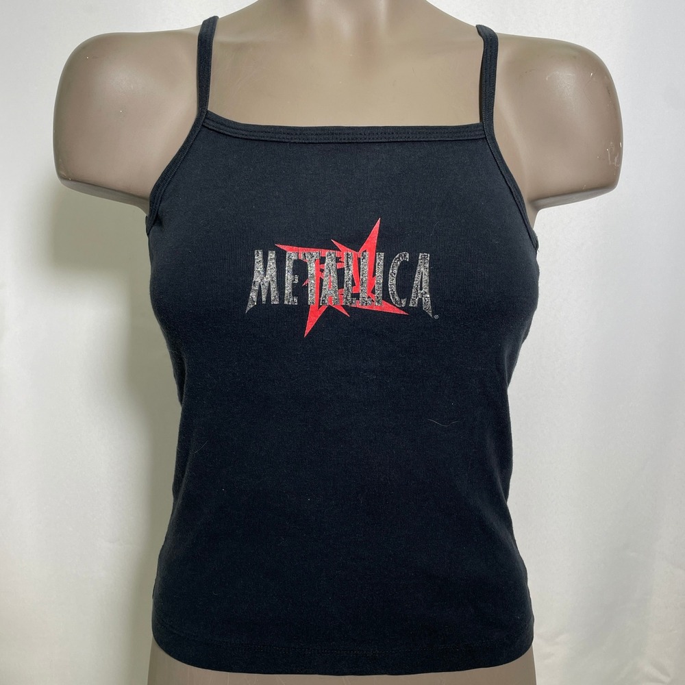 VTG Metallica Giant Black Cami Red Star Emblem Tank Top Women's SMALL